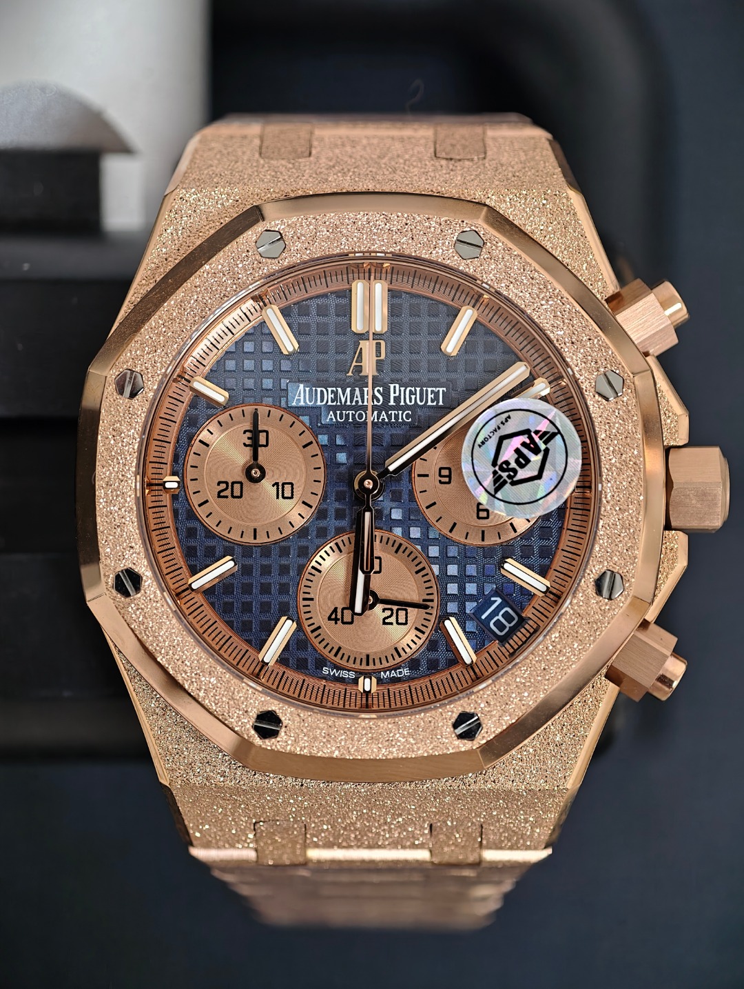 Audemars Piguet Royal Oak Rose Gold Frozen Chrono, Blue dial
