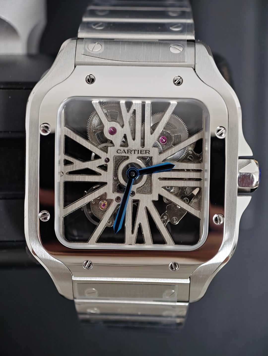 Cartier Santos Skeleton, skeleton dial