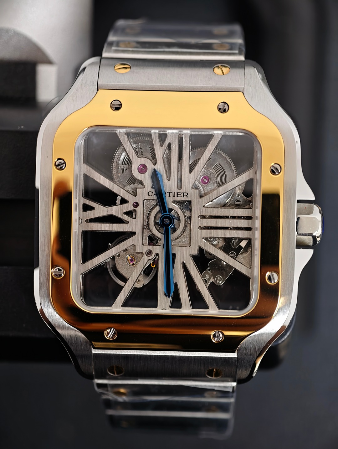 Cartier Santos Skeleton Two Tone, skeleton dial