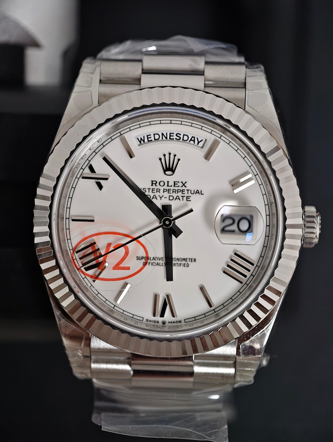 Rolex DayDate Roman, White dial