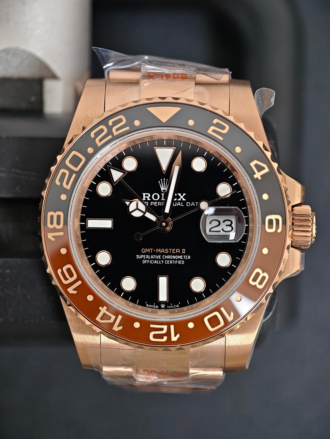 Rolex GMT Rose Gold, Black dial