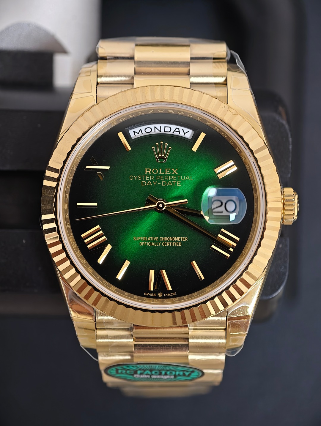 Rolex Roman Ombrè Green Daydate, Green Ombrè dial